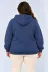 Battal Büyük Beden Üç İplik İçi Şardonlu Kapüşonlu Kanguru Cepli Kışlık Sweatshirt - Lacivert - 6XL - Lacivert 2