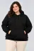 Battal Büyük Beden Üç İplik İçi Şardonlu Kapüşonlu Kanguru Cepli Kışlık Sweatshirt - Siyah - 4XL - Siyah 1