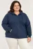 Battal Büyük Beden Üç İplik İçi Şardonlu Kapüşonlu Tam Fermuarlı Kışlık Sweatshirt - Lacivert - 2XL - Lacivert 1