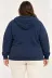 Battal Büyük Beden Üç İplik İçi Şardonlu Kapüşonlu Tam Fermuarlı Kışlık Sweatshirt - Lacivert - 2XL - Lacivert 3