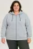 Battal Büyük Beden Üç İplik İçi Şardonlu Kapüşonlu Tam Fermuarlı Kışlık Sweatshirt - Gri - 5XL - Gri 4