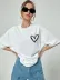 Bisiklet Yaka Baskılı Oversize T-Shirt - Beyaz - M - Beyaz 1