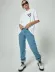 Bisiklet Yaka Baskılı Oversize T-Shirt - Beyaz - M - Beyaz 3