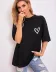 Bisiklet Yaka Baskılı Oversize T-Shirt - Siyah - L - Siyah 3