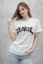 Bisiklet Yaka Ön Baskılı Kısa Kollu Tişört Streetwear Günlük Basic Pamuklu T-shirt - Beyaz - L - Beyaz 2