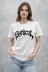Bisiklet Yaka Ön Baskılı Kısa Kollu Tişört Streetwear Günlük Basic Pamuklu T-shirt - Beyaz - XL - Beyaz 1