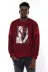 Bordo Taşlı Baskılı Sweatshirt - Wessi 1