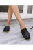 Butik sfk04 Noble Shoes Hakiki Deri Siyah Kadın  Espadril Loafer 1