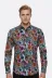 Büyük Çiçek Desenli Slim Fit Uzun Kollu Renkli Erkek Gömlek - Wessi - XL / Siyah 3