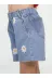 Casabony CS-24Y-033 Daisy Nakışlı Kız Çocuk Denim Şort 1