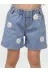 Casabony CS-24Y-033 Daisy Nakışlı Kız Çocuk Denim Şort 2