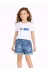 Casabony CS-26Y-038 Dokuma Kız Çocuk Yazlık Şort & T-Shirt Takım 1