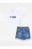 Casabony CS-26Y-038 Dokuma Kız Çocuk Yazlık Şort & T-Shirt Takım 2