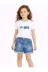 Casabony CS-26Y-038 Dokuma Kız Çocuk Yazlık Şort & T-Shirt Takım 3