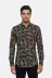 Çiçek Desenli Slim Fit Uzun Kollu Siyah Erkek Gömlek - Wessi - S / Siyah 1