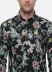 Çiçek Kuş Desenli Slim Fit Uzun Kollu Siyah Erkek Gömlek - Wessi - L / Siyah 2