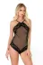 Dantel İşlemeli Siyah File Tül Bodysuit 1