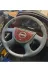 DİKİŞLİ DİREKSİYON KILIFI KOYU GRİ DERİ AÇIK GRİ DERİ SİYAH DİKİŞLİ ISUZU NOVO OTOBÜS İÇİN 1