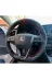 DİKİŞLİ DİREKSİYON KILIFI NOKTALI DERİ MİNİKARE KARBON DERİ KIRMIZI YÜZÜK / DİKİŞLİ SEAT LEON 1