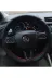 DİKİŞLİ DİREKSİYON KILIFI SİYAH DERİ KIRMIZI DİKİŞLİ SKODA FOTOĞRAFTAKİ DİREKSİYONA UYGUNDUR 1
