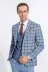 Ekose Ceketli Desenli Slim Fit Mavi Erkek Takım Elbise - Wessi 1