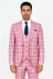 Ekose Ceketli Slim Fit Pembe Erkek Kombinli Takım Elbise - Wessi 2