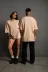 Erkek 24/1 Düz A Kalite Oversize T-shirt - Bej - S - Bej 1