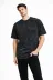 Erkek Asit Yıkama Bisiklet Yaka Kısa Kollu Oversize T-Shirt Tişört - Siyah - S - Siyah 1