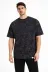 Erkek Asit Yıkama Bisiklet Yaka Kısa Kollu Oversize T-Shirt Tişört - Siyah - S - Siyah 3