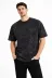 Erkek Asit Yıkama Bisiklet Yaka Kısa Kollu Oversize T-Shirt Tişört - Siyah - M - Siyah 2