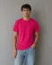 Erkek Basic Pamuklu Tişört Bisiklet Yaka Düz Renk Regular Fit T-Shirt - Fuşya - 2XL - Fuşya 1