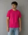 Erkek Basic Pamuklu Tişört Bisiklet Yaka Düz Renk Regular Fit T-Shirt - Fuşya - 2XL - Fuşya 3