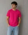 Erkek Basic Pamuklu Tişört Bisiklet Yaka Düz Renk Regular Fit T-Shirt - Fuşya - 2XL - Fuşya 4