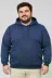 Erkek Battal Büyük Beden Üç İplik İçi Şardonlu Kapüşonlu Kanguru Cepli Kışlık Sweatshirt - Lacivert - 2XL - Lacivert 1