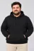 Erkek Battal Büyük Beden Üç İplik İçi Şardonlu Kapüşonlu Kanguru Cepli Kışlık Sweatshirt - Siyah - 4XL - Siyah 2