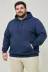 Erkek Battal Büyük Beden Üç İplik İçi Şardonlu Kapüşonlu Kanguru Cepli Kışlık Sweatshirt - Lacivert - 3XL - Lacivert 2
