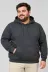 Erkek Battal Büyük Beden Üç İplik İçi Şardonlu Kapüşonlu Kanguru Cepli Kışlık Sweatshirt - Füme - 6XL - Füme 2