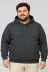 Erkek Battal Büyük Beden Üç İplik İçi Şardonlu Kapüşonlu Kanguru Cepli Kışlık Sweatshirt - Füme - 3XL - Füme 1