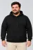 Erkek Battal Büyük Beden Üç İplik İçi Şardonlu Kapüşonlu Kanguru Cepli Kışlık Sweatshirt - Siyah - 5XL - Siyah 3