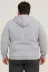 Erkek Battal Büyük Beden Üç İplik İçi Şardonlu Kapüşonlu Tam Fermuarlı Kışlık Sweatshirt - Gri - 4XL - Gri 4