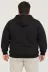 Erkek Battal Büyük Beden Üç İplik İçi Şardonlu Kapüşonlu Tam Fermuarlı Kışlık Sweatshirt - Siyah - 3XL - Siyah 4