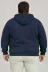 Erkek Battal Büyük Beden Üç İplik İçi Şardonlu Kapüşonlu Tam Fermuarlı Kışlık Sweatshirt - Lacivert - 3XL - Lacivert 3