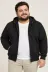 Erkek Battal Büyük Beden Üç İplik İçi Şardonlu Kapüşonlu Tam Fermuarlı Kışlık Sweatshirt - Siyah - 6XL - Siyah 1