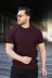 Erkek Bisiklet Yaka Petek Dokulu Kısa Kollu Triko Tişört - 2XL - Mürdüm 1