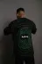 Erkek Bisiklet Yakalı Sırt Baskılı Oversize T-Shirt - Siyah - S - Siyah 1
