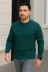 Erkek Bisiklet Yuvarlak Yaka Triko Kazak Pamuklu Kalın Fitilli Dokuma, Regular Fit Uzun Kollu Kışlık Model - Haki - 2XL - Haki 3