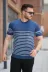 Erkek çizgi Desenli Bisiklet Yaka Kısa Kollu T-sihrt - M - Mavi 1