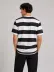Erkek Çizgili Oversize Tişört Bisiklet Yaka Kısa Kol Yazlık T-Shirt - Siyah - XL - Siyah 2