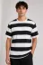 Erkek Çizgili Oversize Tişört Bisiklet Yaka Kısa Kol Yazlık T-Shirt - Siyah - L - Siyah 3