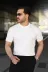 Erkek Fitilli Bisiklet Yaka Kısa Kollu Tişört - 2XL - Beyaz 1